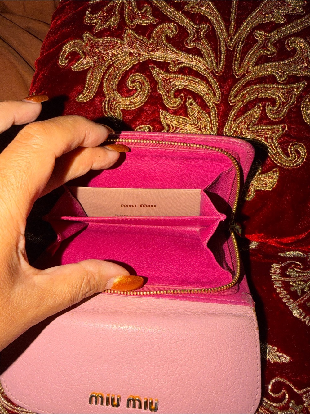 Miu Miu Bicolor Leather Compact Wallet two-tone Rosa and Peonia colorway. EUC - Picture 7 of 9